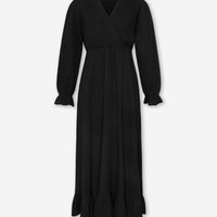 Black Ruffle Mousseline Maxi Dress