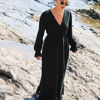 Black Ruffle Mousseline Maxi Dress