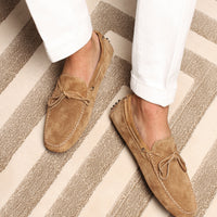 Beige Suede Driving Shoes