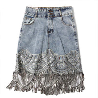High-Waist Denim Mini Skirt