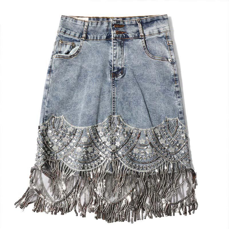 High-Waist Denim Mini Skirt
