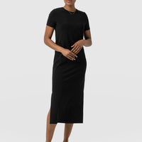Effortless Black T-Shirt Midi Dress
