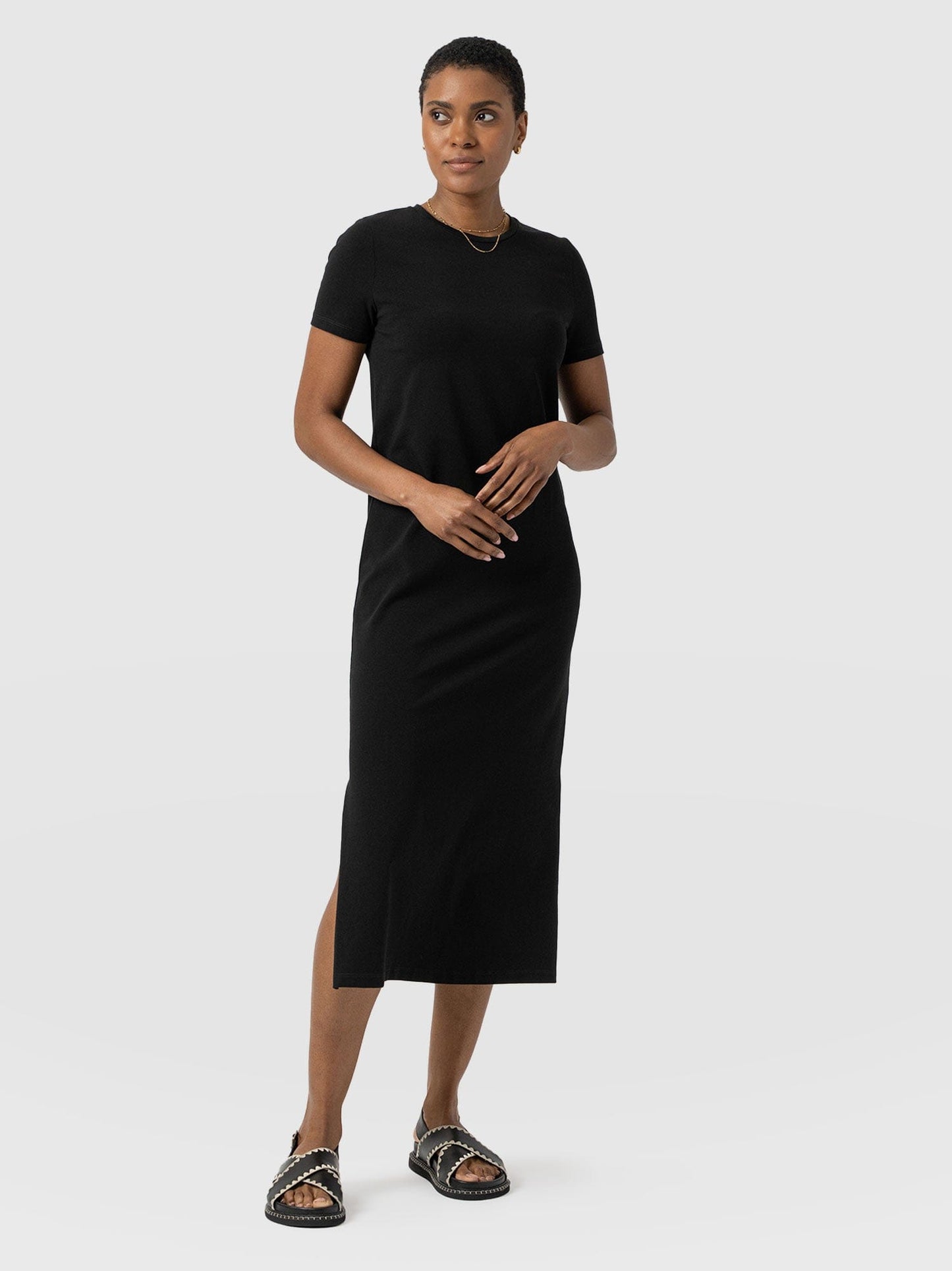 Effortless Black T-Shirt Midi Dress