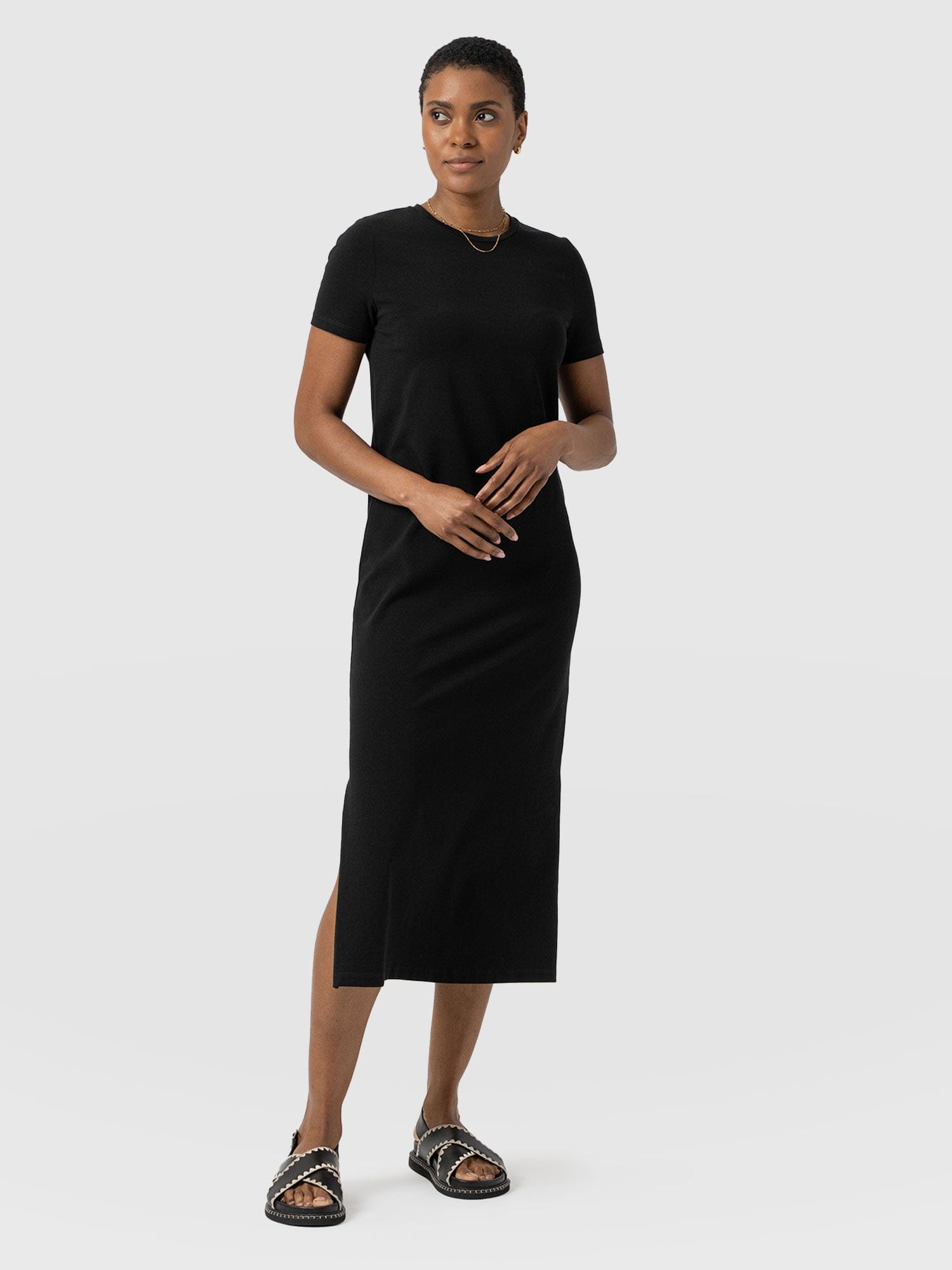 Effortless Black T-Shirt Midi Dress