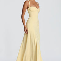 Lemon Satin Maxi Dress