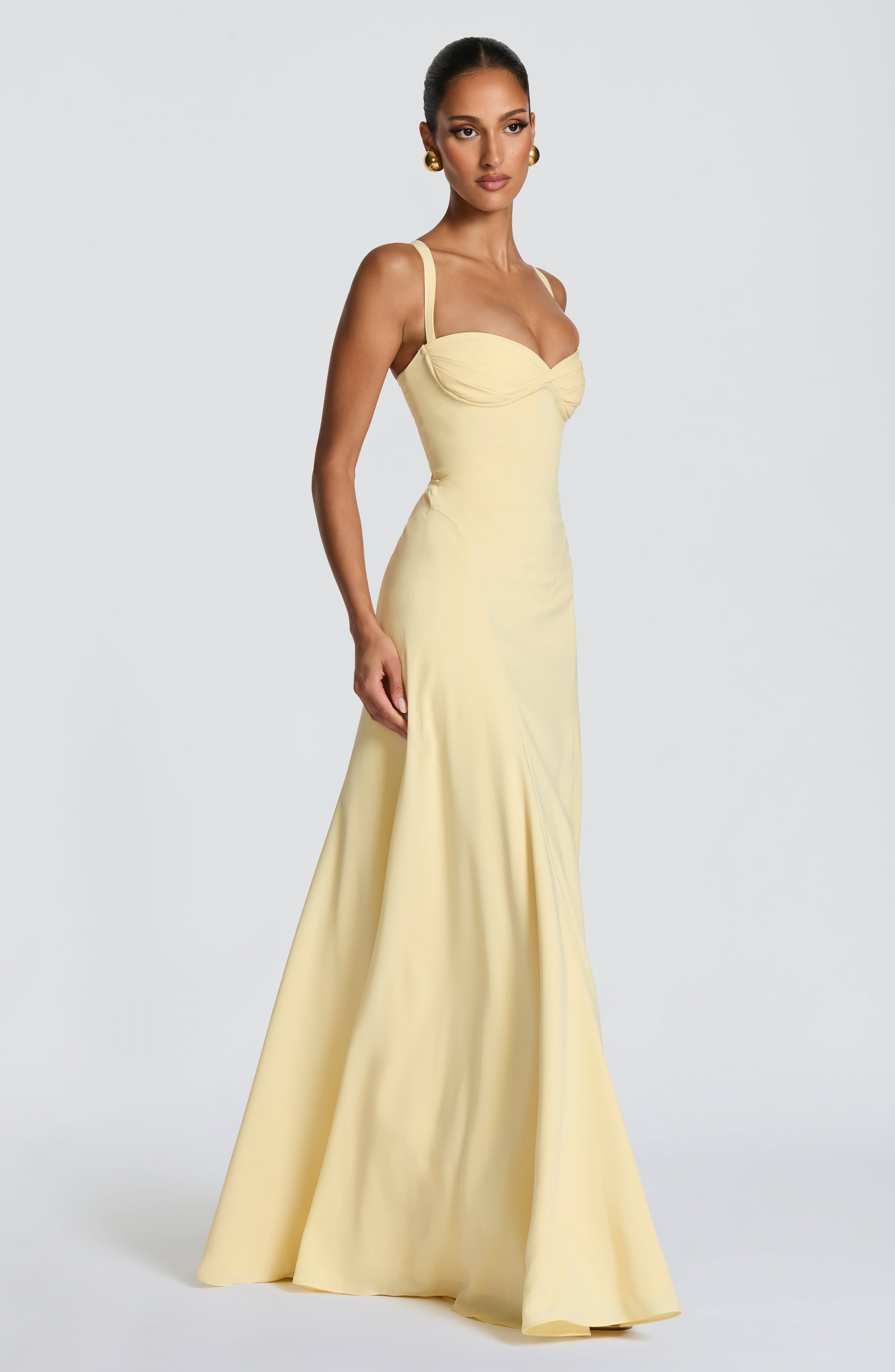 Lemon Satin Maxi Dress