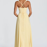 Lemon Satin Maxi Dress