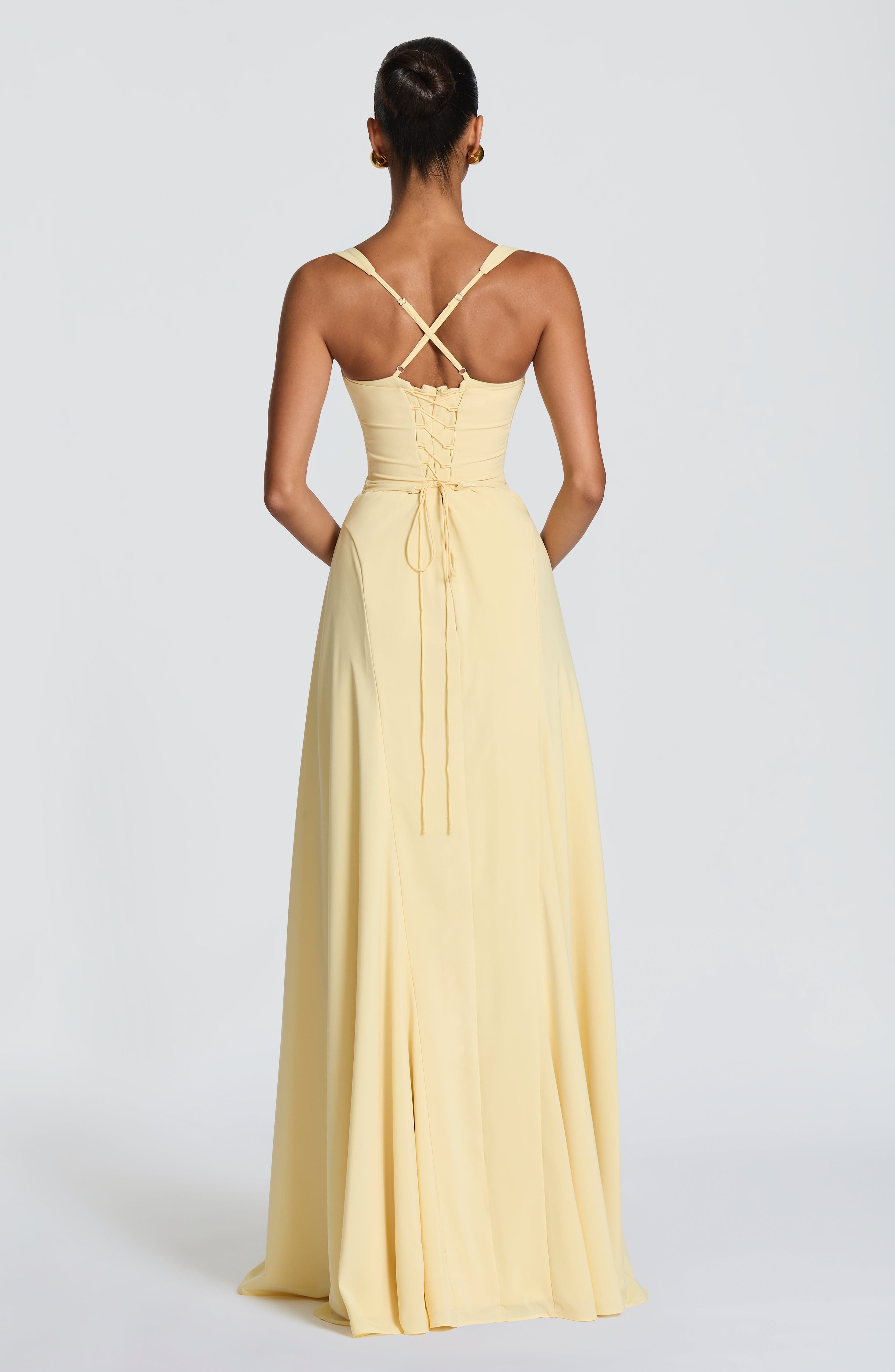 Lemon Satin Maxi Dress