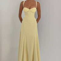 Lemon Satin Maxi Dress