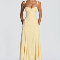 Lemon Satin Maxi Dress