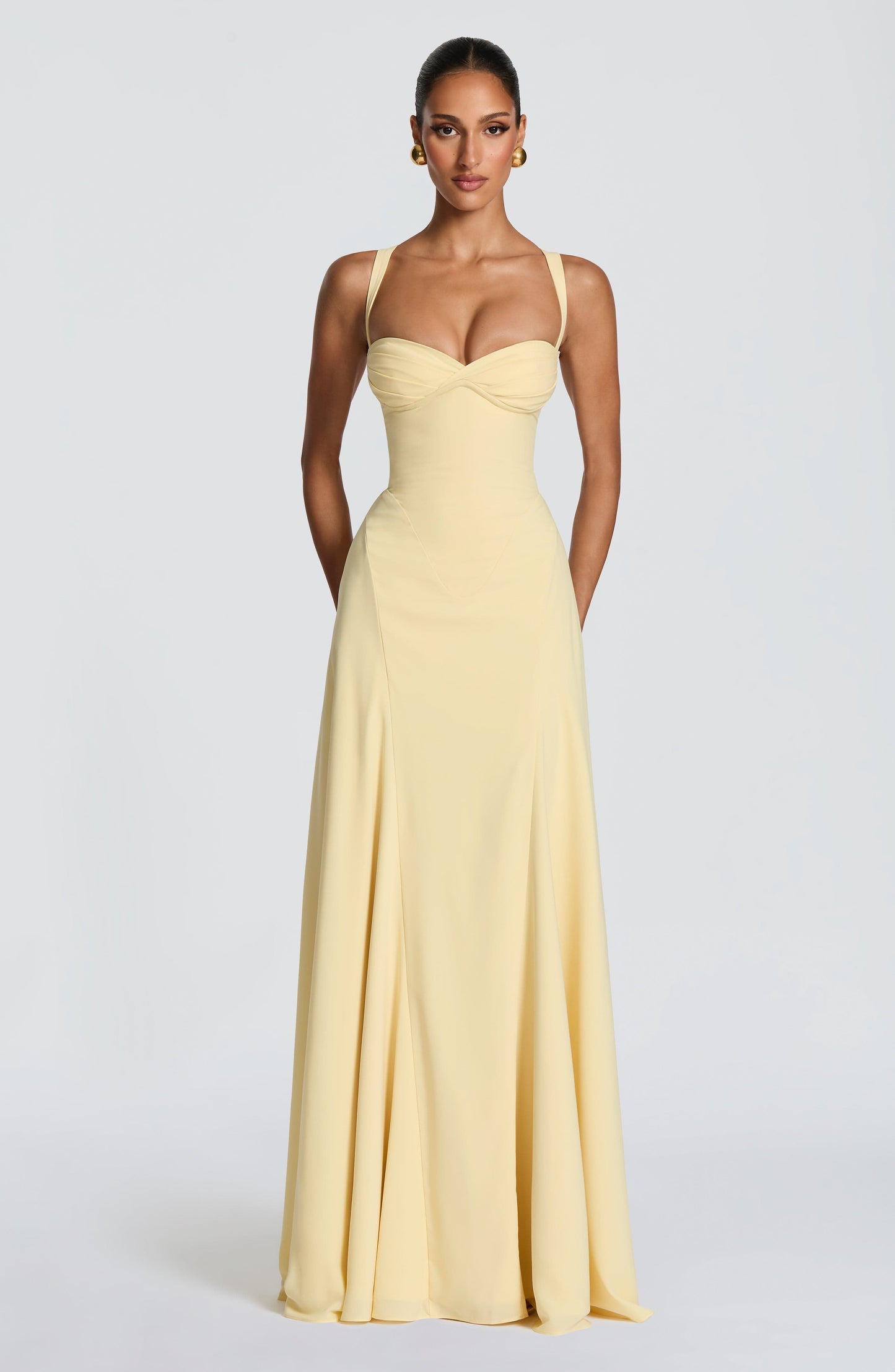Lemon Satin Maxi Dress